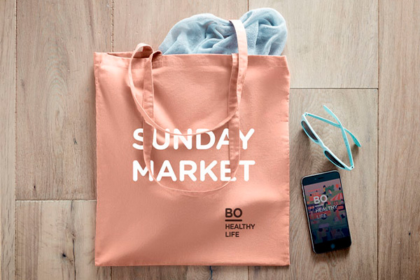 Mulepose i økologisk bomuld med tryk